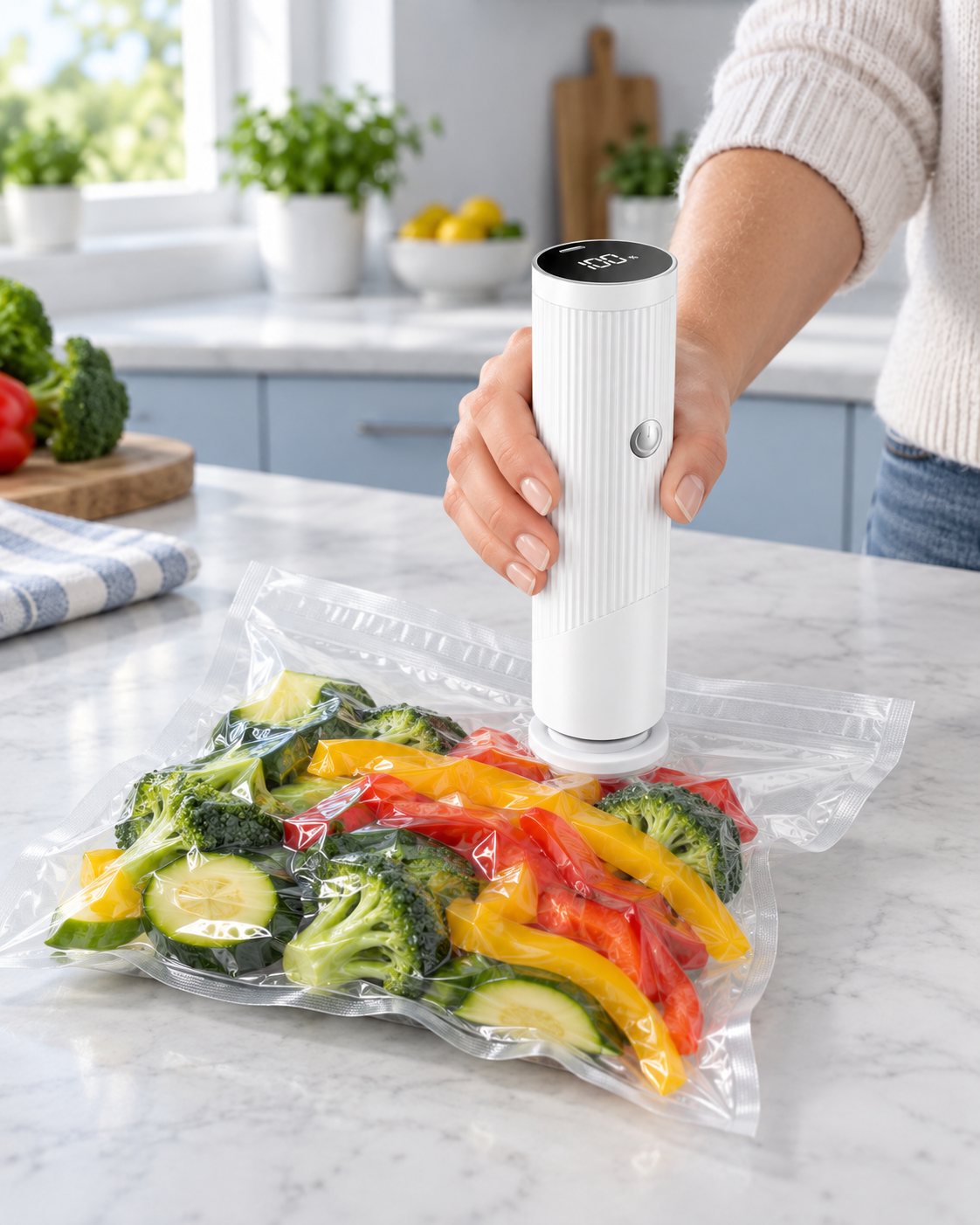FreshSeal vacuum sealer in use